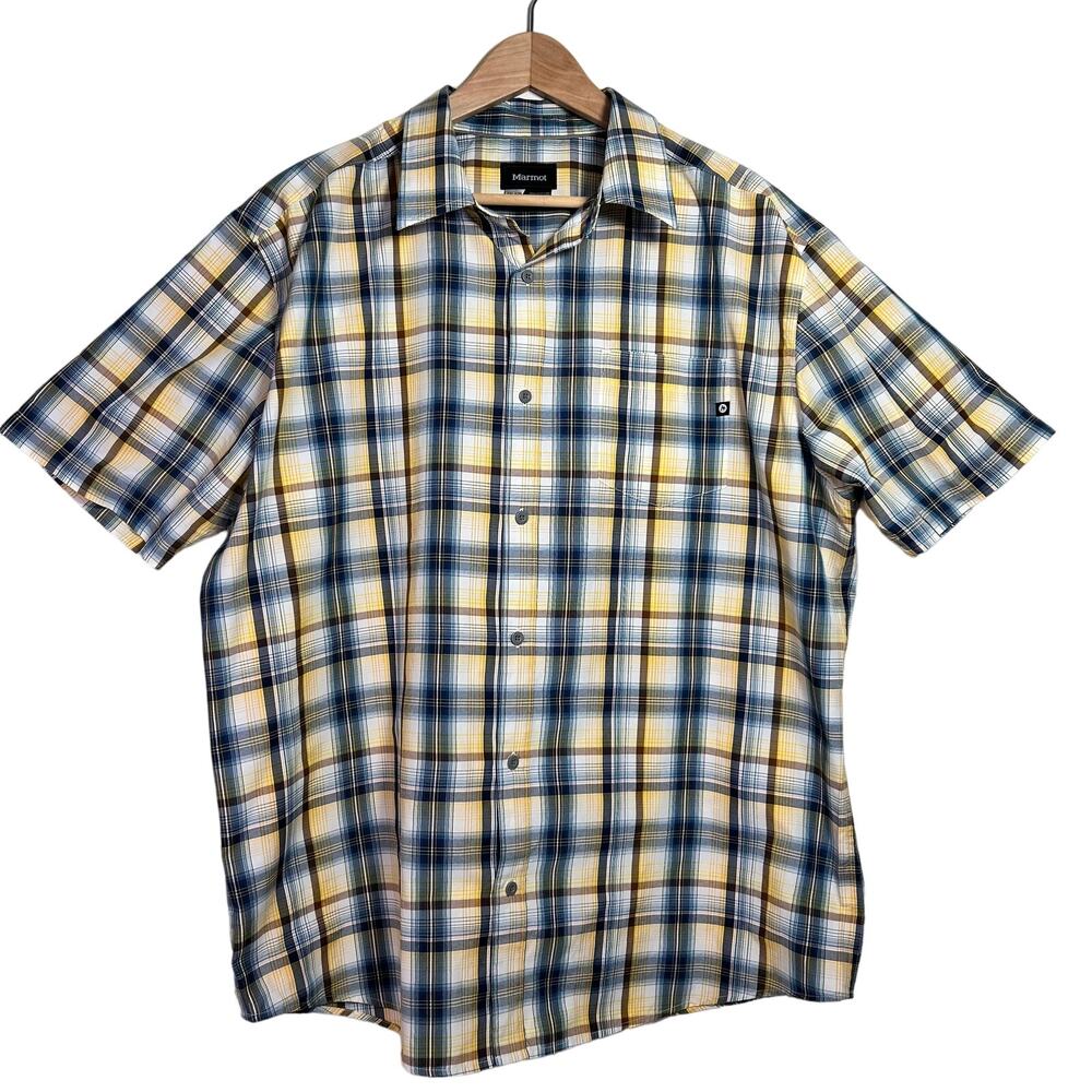 Marmot Shirt Men XXL Plaid Dobson Short Sleeve Casual Workwear Hiking Outdoors‎
